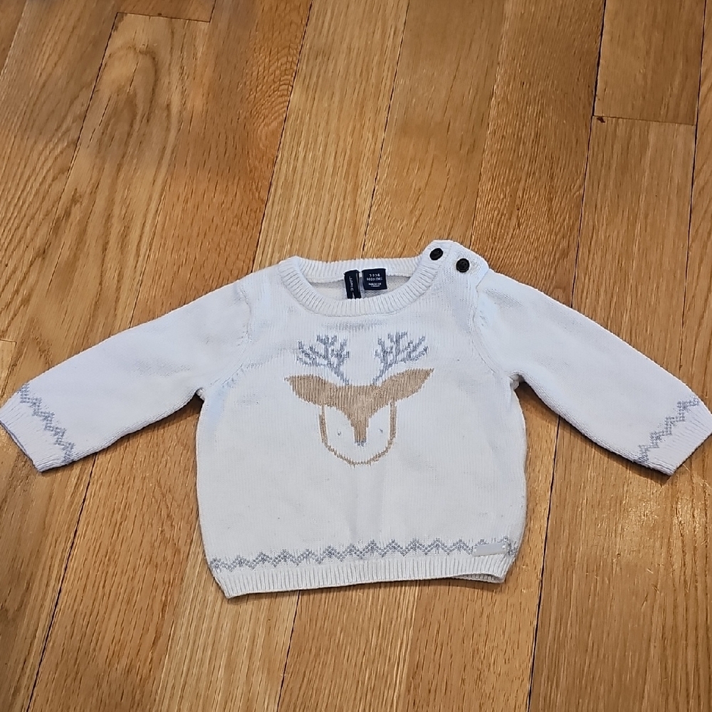 Janie and Jack White Sweater with Deer Design